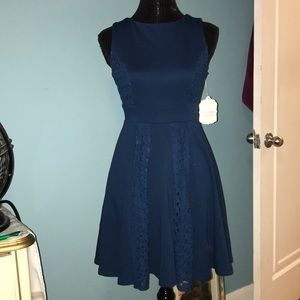 Altar’d State navy embroidered fit flare dress